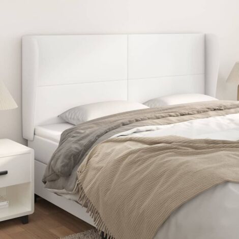 Cabecero con orejas de cuero sintético blanco 163x23x118/128 cm vidaXL (1/5)