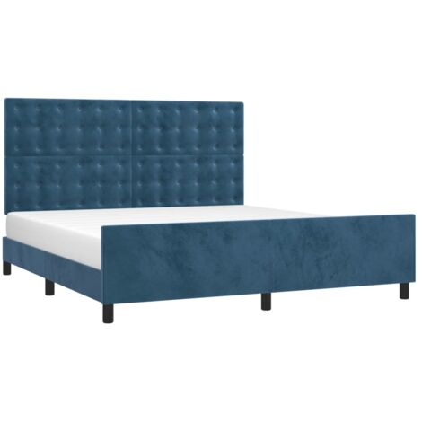Estructura cama con cabecero terciopelo azul oscuro 180x200 cm vidaXL (1/5)