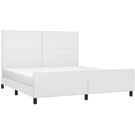 Estructura de cama sin colchón cuero sintético blanco 160x200cm vidaXL (1/5)