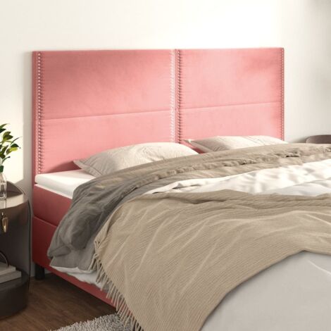 Cabecero de cama rosa 200x5x118/128 cm Terciopelo vidaXL (1/5)