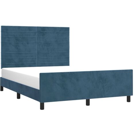 Estructura de cama sin colchón terciopelo azul oscuro 140x190cm vidaXL