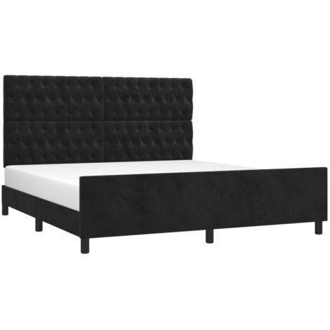 Estructura de cama con cabecero de terciopelo negro 180x200 cm vidaXL