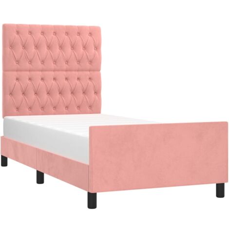 Estructura de cama sin colchón terciopelo rosa 90x190 cm vidaXL (1/5)