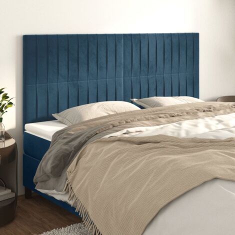 Cabecero Terciopelo Azul Oscuro 180x5x118/128 cm vidaXL (1/5)