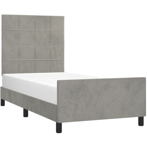 Estructura de cama sin colchón terciopelo gris claro 90x200 cm vidaXL