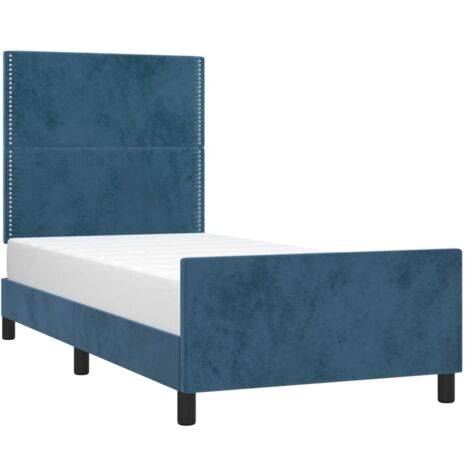 Estructura de cama sin colchón terciopelo azul oscuro 90x190 cm vidaXL