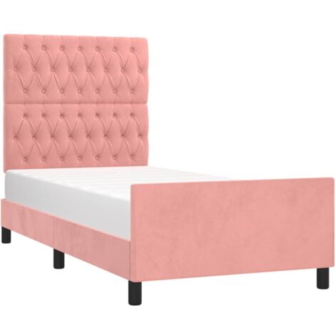 Estructura de cama sin colchón terciopelo rosa 100x200 cm vidaXL (1/5)