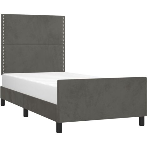Estructura de cama sin colchón terciopelo gris oscuro 90x190 cm vidaXL