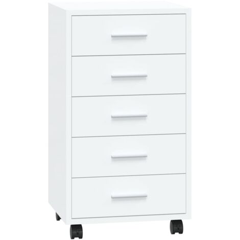 Cajonera con ruedas madera contrachapada blanco brillante vidaXL