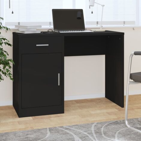 Escritorio con cajón y armario madera negro 100x40x73 cm vidaXL