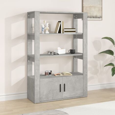 Aparador de madera contrachapada gris hormigón 80x30x119,5 cm vidaXL
