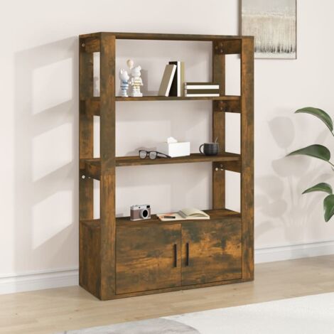 Aparador madera contrachapada roble ahumado 80x30x119,5 cm vidaXL