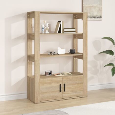 Aparador madera contrachapada color roble Sonoma 80x30x119,5 cm vidaXL