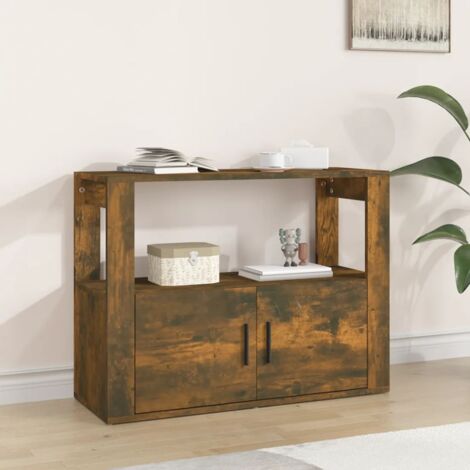 Aparador madera contrachapada color roble ahumado 80x30x60 cm vidaXL