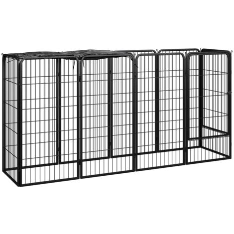 Jaula perros 10 paneles acero recubierto polvo negro 50x100cm vidaXL