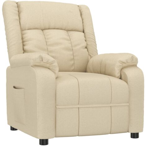 Sillón reclinable de tela crema vidaXL