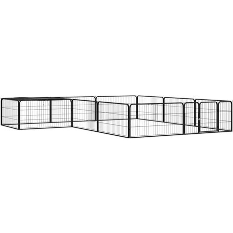 Jaula perros 12 paneles acero recubierto polvo negro 100x50 cm vidaXL