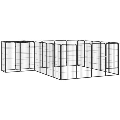 Jaula perros 22 paneles acero recubierto polvo negro 50x100 cm vidaXL