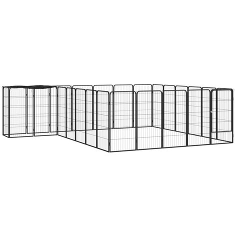 Jaula perros 26 paneles acero recubierto polvo negro 50x100 cm vidaXL