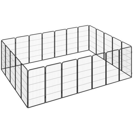 Jaula perros 24 paneles acero recubierto polvo negro 50x100 cm vidaXL