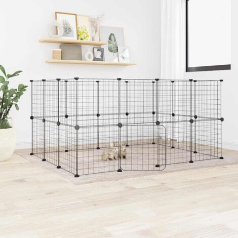 Jaula para mascotas de 28 paneles puerta acero negro 35x35 cm vidaXL