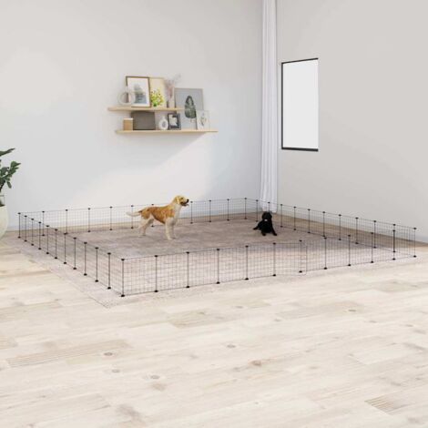 Jaula para mascotas de 44 paneles puerta acero negro 35x35 cm vidaXL