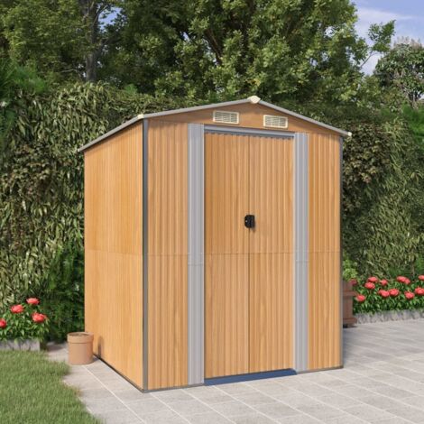 Cobertizo jardín acero galvanizado marrón claro 192x191x223 cm vidaXL