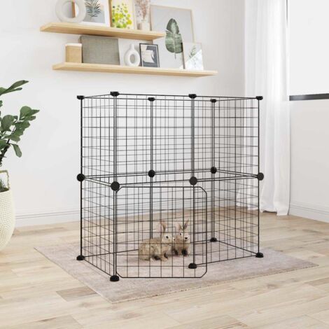 Jaula para mascotas de 12 paneles puerta acero negro 35x35cm vidaXL
