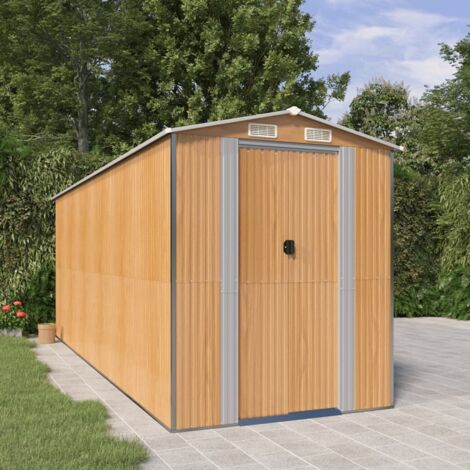 Cobertizo jardín acero galvanizado marrón claro 192x523x223 cm vidaXL