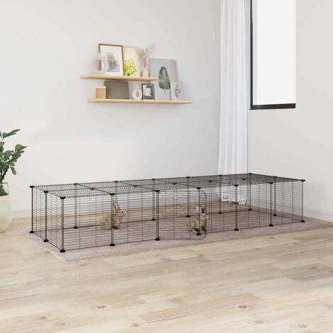 Jaula para mascotas de 28 paneles puerta acero negro 35x35 cm vidaXL