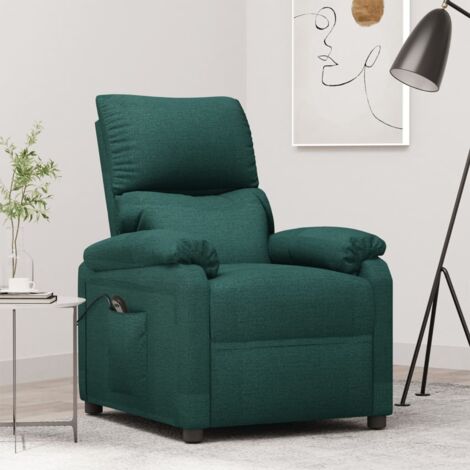 Sillón reclinable eléctrico tela verde oscuro vidaXL