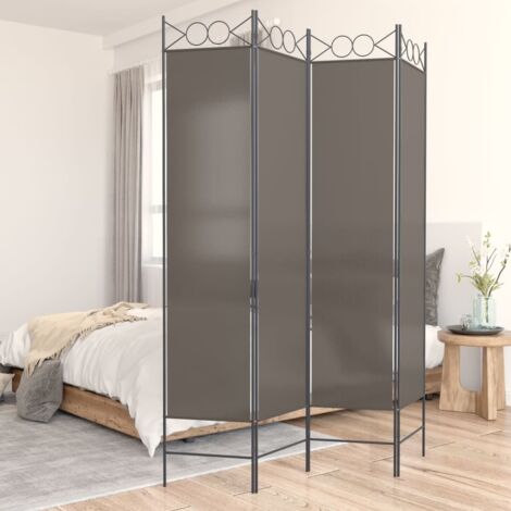Biombo divisor de 4 paneles de tela gris antracita 160x200 cm vidaXL