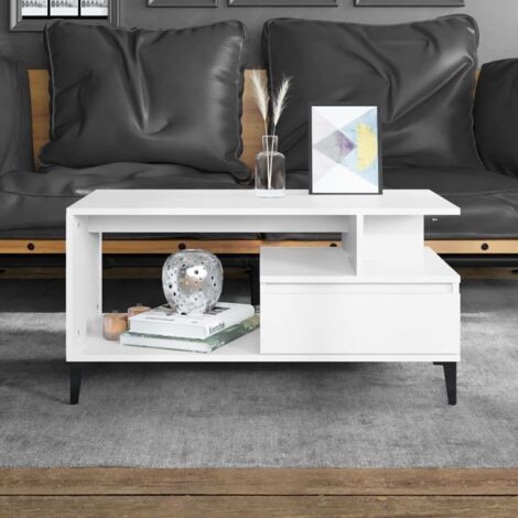 Mesa de centro madera contrachapada blanca 90x49x45 cm vidaXL
