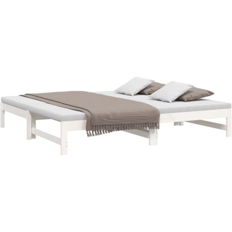 Sofá cama extraíble madera maciza de pino blanco 2x(75x190) cm vidaXL