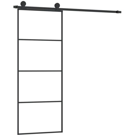 Puerta corredera con set herrajes vidrio ESG aluminio 76x205 cm vidaXL