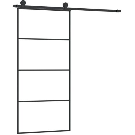 Puerta corredera con set herrajes vidrio ESG aluminio 90x205 cm vidaXL