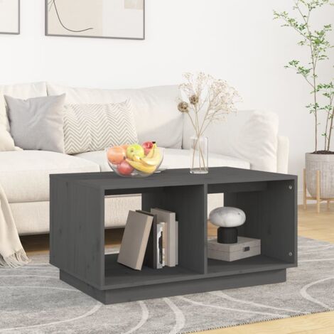 Mesa de centro madera maciza de pino gris 80x50x40 cm vidaXL