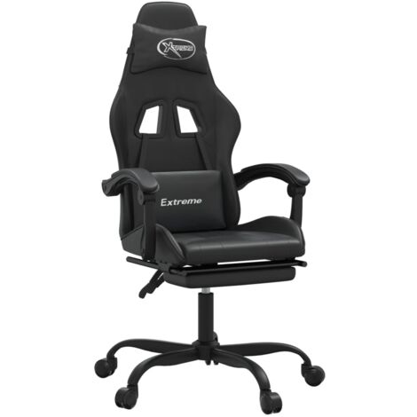Silla gaming con reposapiés cuero sintético negro vidaXL