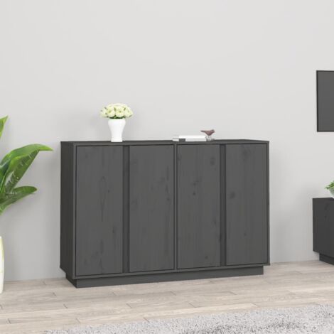 Aparador de madera maciza de pino gris 120x35x80 cm vidaXL (1/5)