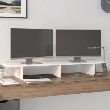 Soporte de monitor madera maciza de pino blanco 100x27x15 cm vidaXL