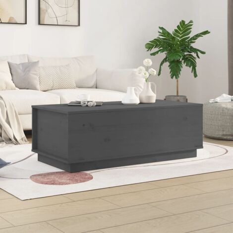 Mesa de centro de madera maciza de pino gris 100x50x35 cm vidaXL