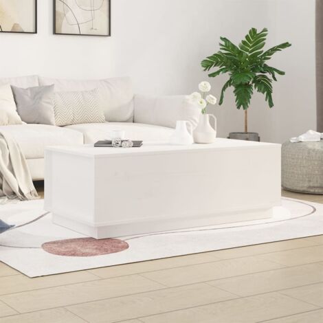 Mesa de centro de madera maciza de pino blanco 100x50x35 cm vidaXL