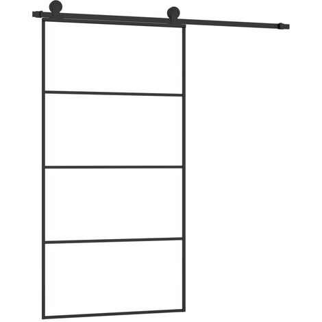 Puerta corredera set herrajes vidrio ESG aluminio 102,5x205 cm vidaXL