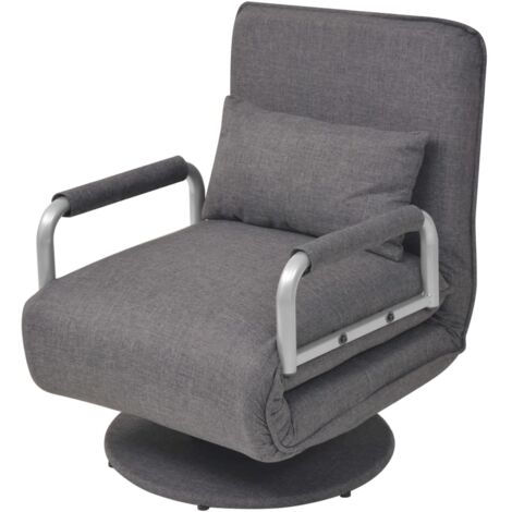 Silla giratoria y sofá cama tela gris oscuro vidaXL