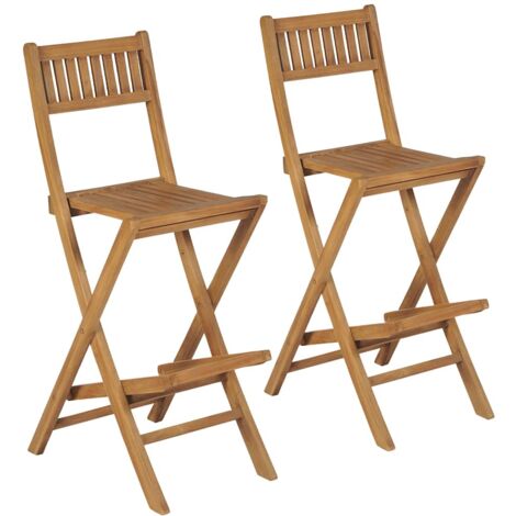 Taburetes plegables de bar de jardín 2 uds madera teca maciza vidaXL