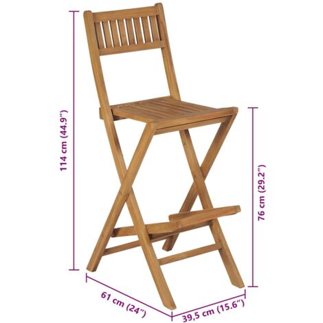 Taburetes plegables de bar de jardín 2 uds madera teca maciza vidaXL