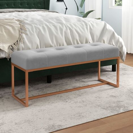 Banco de terciopelo gris 110x36x45 cm vidaXL