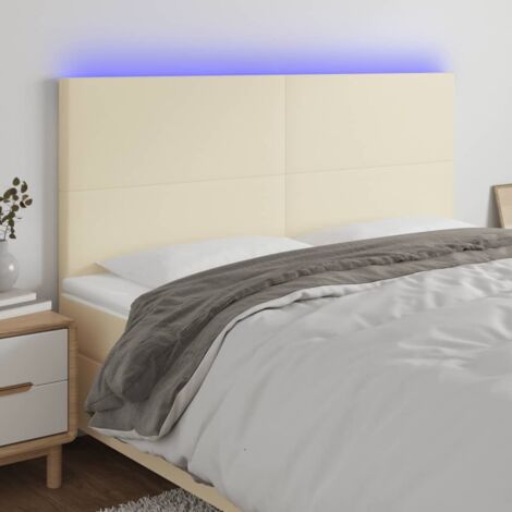 Cabecero con luces LED cuero sintético crema 180x5x118/128 cm vidaXL