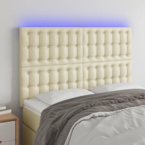 Cabecero con luces LED cuero sintético crema 144x5x118/128 cm vidaXL