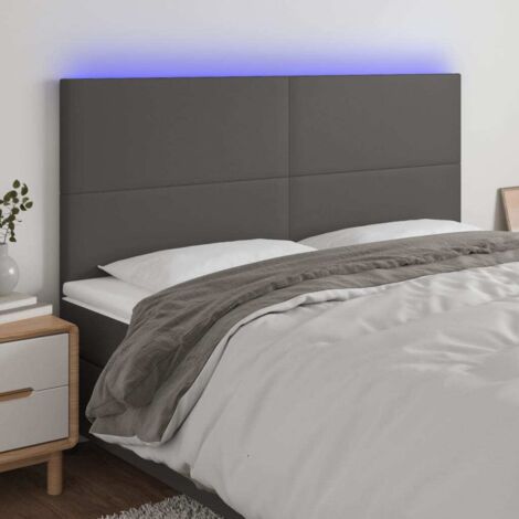 Cabecero con luces LED cuero sintético gris 180x5x118/128 cm vidaXL